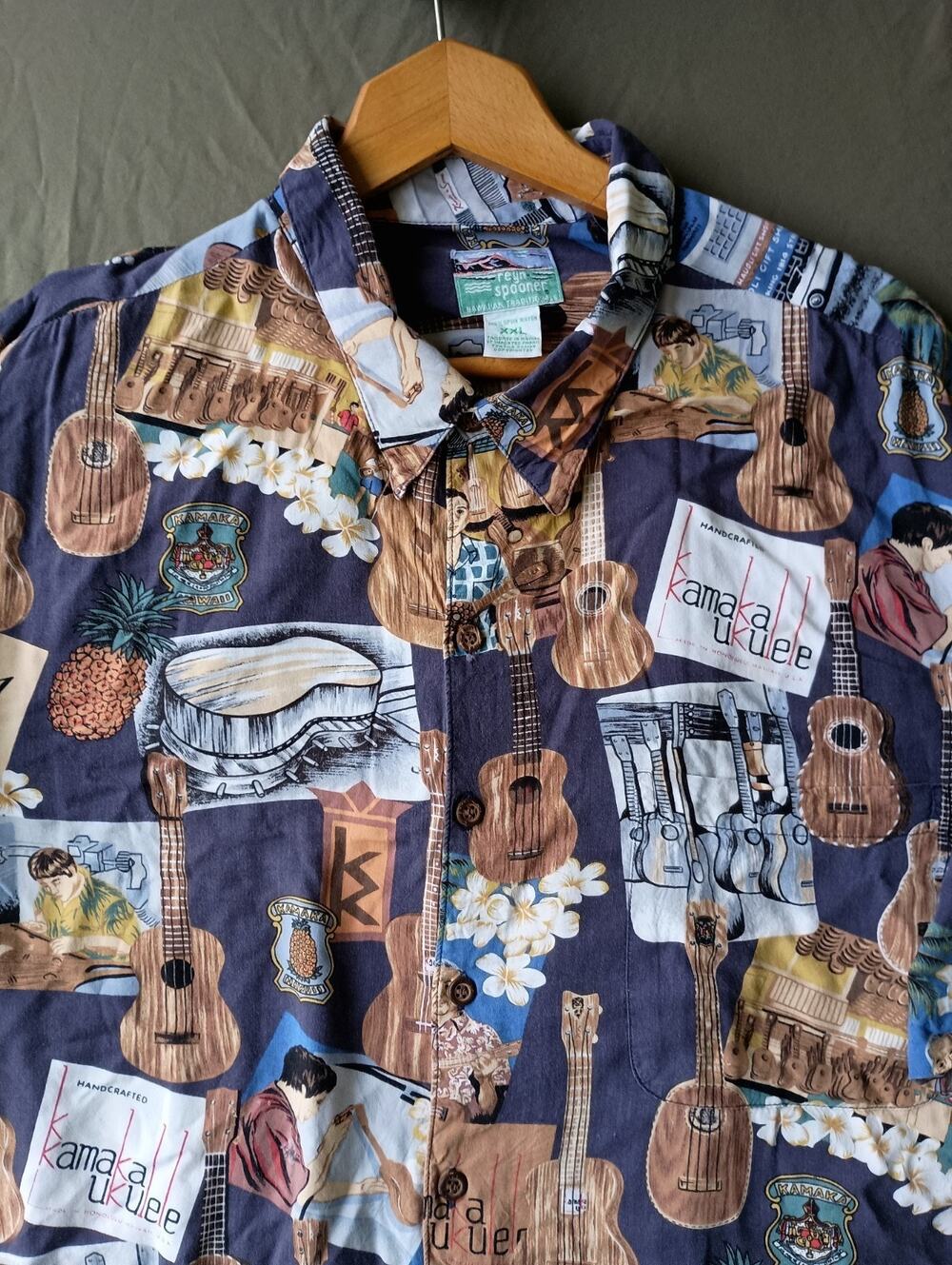 Reyn Spooner Kamaka Ukulele Hawaiian Shirt XL 100th Anniversary